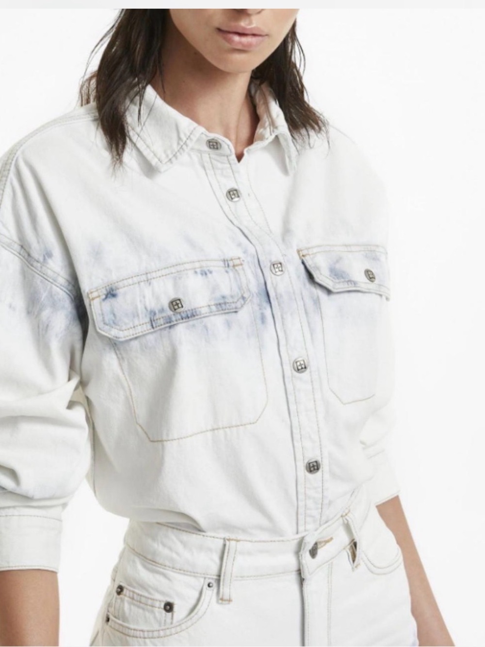 Ksubi Relaxo Shirt in a white indigo tie-dye wash.